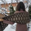 Dvostrani ručno tkani DDW šal Ahat u smeđe-bež tonovima